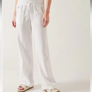 Athleta Cabo linen wide leg white pants size 4